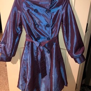 The Coffee Shop Deep Metallic Purple Raincoat Coat